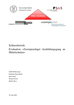 Schlussbericht Evaluation «Zweisprachiger Ausbildungsgang an