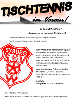 Du kennst Ping Pong? &hellip;dann versuche doch mal Tischtennis!