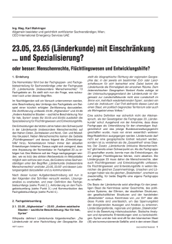 23.05, 23.65 (Länderkunde) mit Einschränkung und