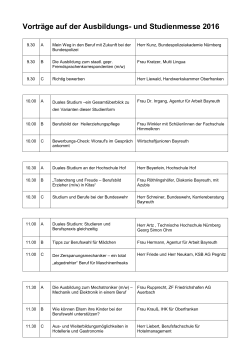 Vorträge auf der Ausbildungs- und Studienmesse 2016