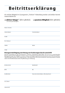 Beitrittserklärung - Hüttenberg - Gesangverein Frohsinn Hüttenberg