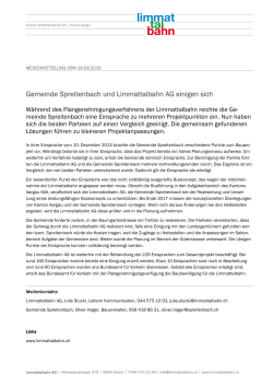 Gemeinde Spreitenbach und Limmattalbahn AG einigen sich