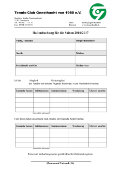 Hallenbuchung - Geesthacht - Tennisclub Geesthacht von 1980 eV
