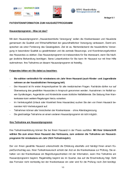 PATIENTENINFORMATION ZUM HAUSARZTPROGRAMM