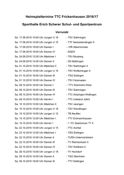 Heimspieltermine Erich-Scherer Schul- und Sportzentrum