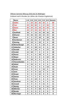Offener Sommer-Blitzcup 2016 des SC Böblingen Endtand nach 6