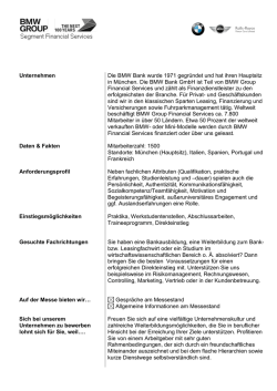 Unternehmen Die BMW Bank wurde 1971