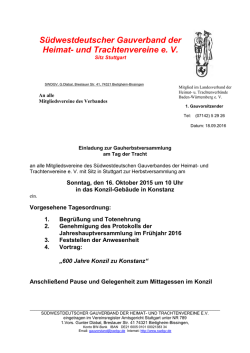 Einladung - S&uuml;dwestdeutscher Gauverband