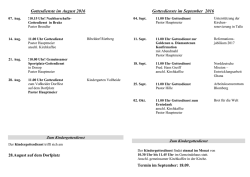 Gottesdienste und Veranstaltungen August / September 2016