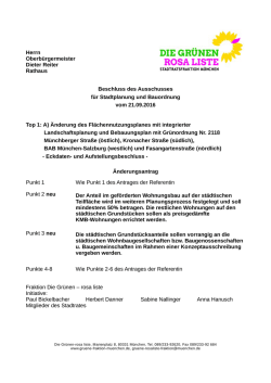 Herrn Oberb&uuml;rgermeister Dieter Reiter Rathaus Beschluss des