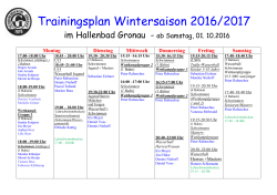 Trainingsplan Wintersaison 16/17