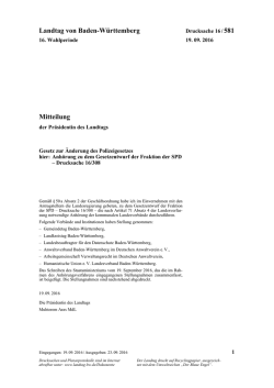 Drucksache 16 - Landtag Baden W&uuml;rttemberg