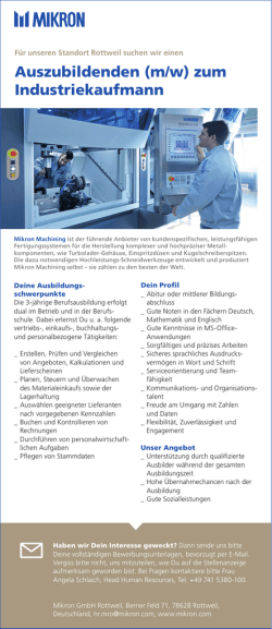 Auszubildenden (m/w) zum Industriekaufmann
