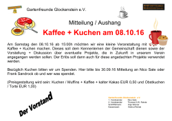 Kaffee + Kuchen am 08.10.16 - Gartenfreunde Glockenstein eV