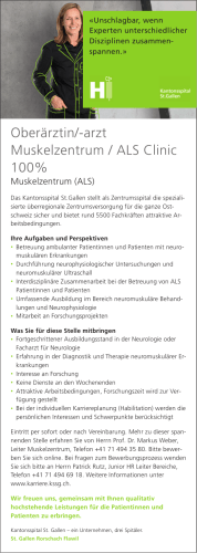 Oberärztin/-arzt Muskelzentrum / ALS Clinic 100%