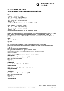 DVS Schwei&szlig;erlehrg&auml;nge Qualifizierung f&uuml;r