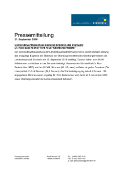 Pressemitteilung - Landeshauptstadt Schwerin