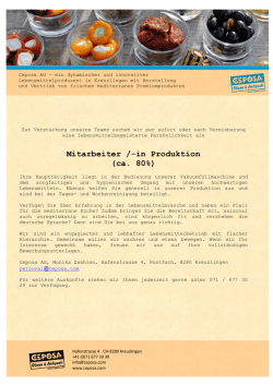 Mitarbeiter /-in Produktion (ca. 80%)