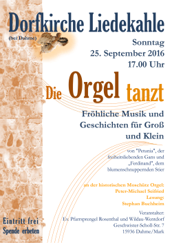 Sonntag 25. September 2016 17.00 Uhr Fröhliche Musik