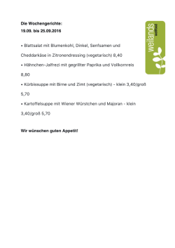 Die Wochengerichte - weilands wellfood