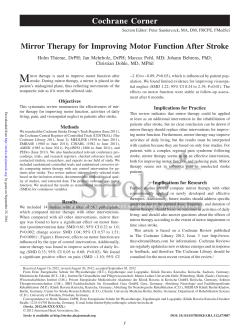Mirror Therapy for Improving Motor Function After Stroke