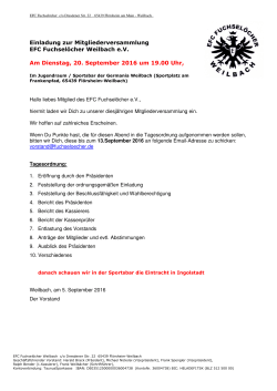 Einladung zur Mitgliederversammlung EFC Fuchselöcher Weilbach