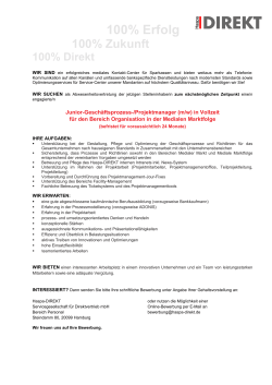 Junior-Geschäftsprozess-/Projektmanager (m/w) in Vollzeit