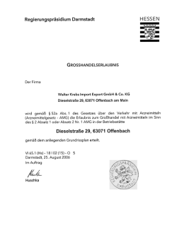 Gro&szlig;handelserlaubnis - WALTER KREBS GmbH und Co. KG