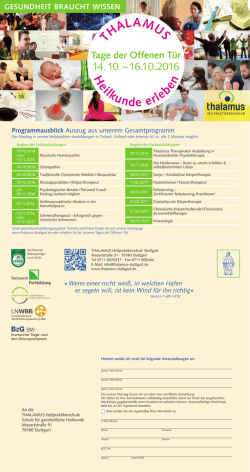 H eilkunde erleben - Thalamus Stuttgart
