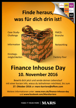 Finance Inhouse Day 10. November 2016