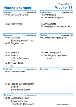 Veranstaltungskalender Woche 38