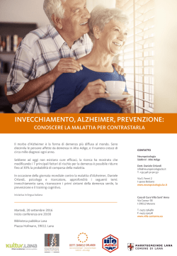 INVECCHIAMENTO, ALZHEIMER, PREVENZIONE: