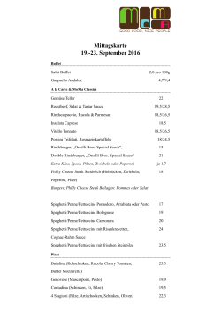 Wochenplan - Moma Restaurant