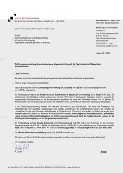 Einf&uuml;hrungsveranstaltung Verbundstudiengang Angewandte