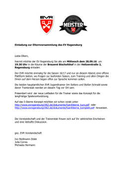 Einladung zur Elternversammlung des EV Regensburg Liebe Eltern