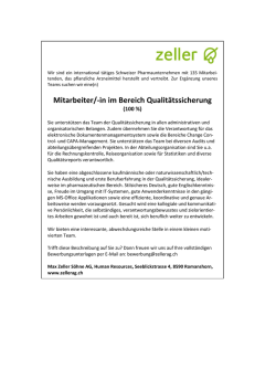 Inserat Schweizerische Apotheker Zeitung