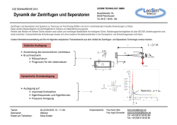 Dynamik von Separatoren und Zentrifugen