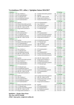 Vereinsklasse SW ( offen ) / Spielplan Saison 2016/2017