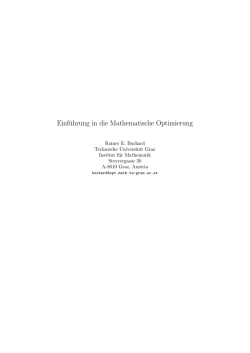Einf&uuml;hrung in die Mathematische Optimierung