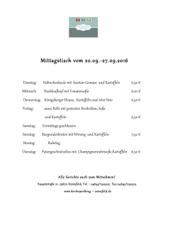 Mittagstisch vom 20.09.-27.09.2016