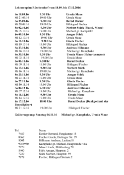 Lektorenplan Rüschendorf vom 18.09. bis 17.12.2016 So