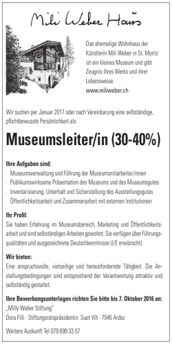 Museumsleiter/in (30-40%)