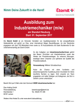Ausbildung zum Industriemechaniker (m/w)