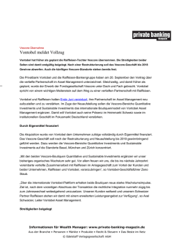 Vontobel meldet Vollzug - Private Banking Magazin
