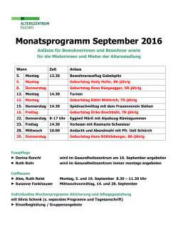 Monatsprogramm September 2016