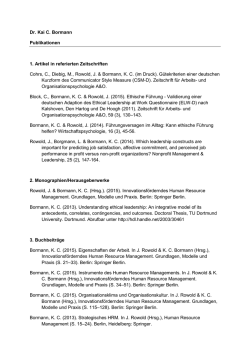 Dr. Kai C. Bormann Publikationen 1. Artikel in referierten
