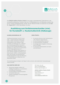 (m/w) für Kunststoff - ARGUS Additive Plastics GmbH