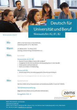 2016 Abendkurs Deutsch für Universität und Beruf