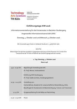 Einf&uuml;hrungstage AIW 2016