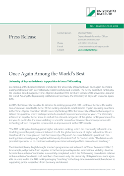 Press Release Once Again Among the World`s Best